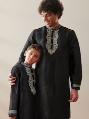 Black Mens Long Length Kurta - Image 3 of 8