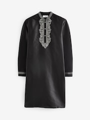 Black Mens Long Length Kurta - Image 6 of 8