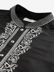 Black Mens Long Length Kurta - Image 7 of 8