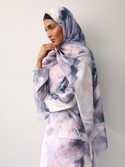 Pink Marble Print Co-ord Chiffon Head Scarf - Image 1 of 6