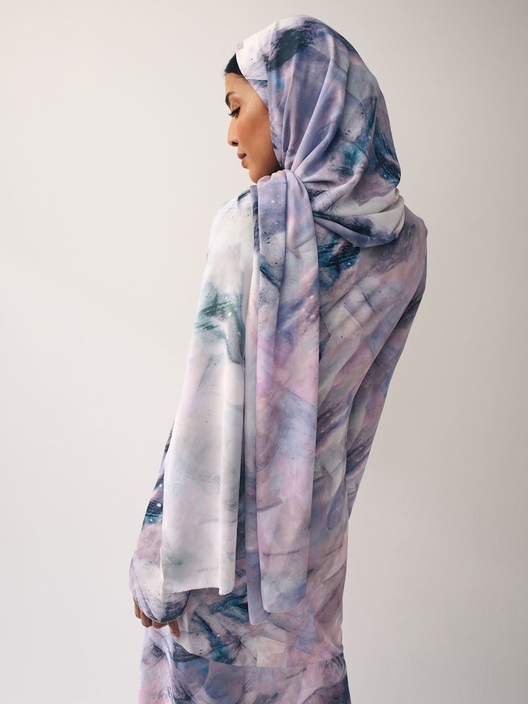 Pink Marble Print Co-ord Chiffon Head Scarf - Image 2 of 6