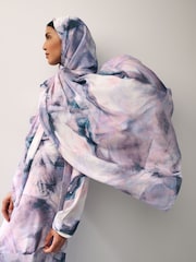 Pink Marble Print Co-ord Chiffon Head Scarf - Image 3 of 6
