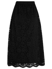 Pour Moi Black Sandie Corded Lace Midi Skirt - Image 3 of 4