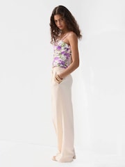 Mango White Ruched Strappy Top - Image 3 of 6
