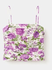 Mango White Ruched Strappy Top - Image 4 of 6