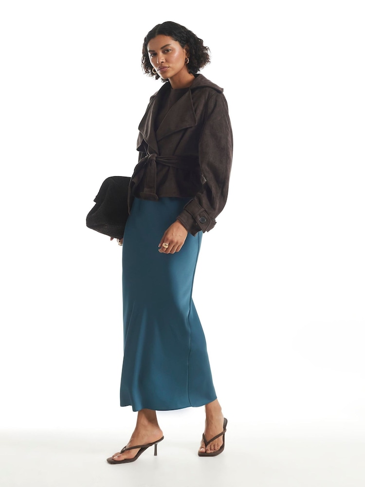 River Island Blue Satin Maxi Skirt - Image 1 of 4