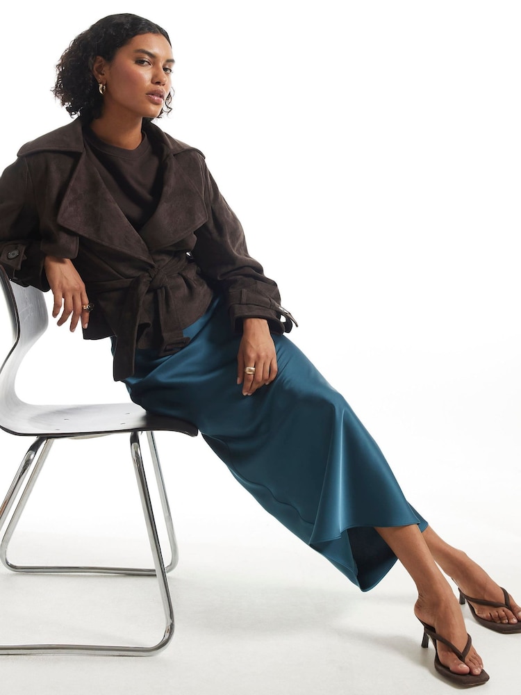 River Island Blue Satin Maxi Skirt - Image 2 of 4