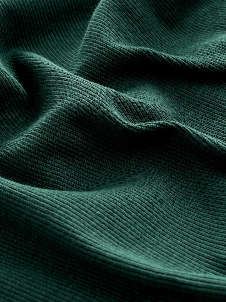 Forest Green Long Sleeve Ribbed Roll Neck Top - Image 7 of 7