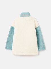 Joules Girls' Always Cosy Cream/Blue Half Zip Borg Fleece - Image 3 of 7