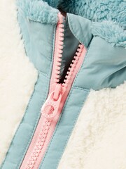 Joules Girls' Always Cosy Cream/Blue Half Zip Borg Fleece - Image 6 of 7