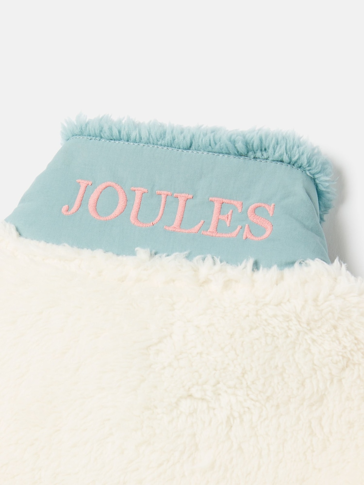 Joules Girls' Always Cosy Cream/Blue Half Zip Borg Fleece - Image 7 of 7