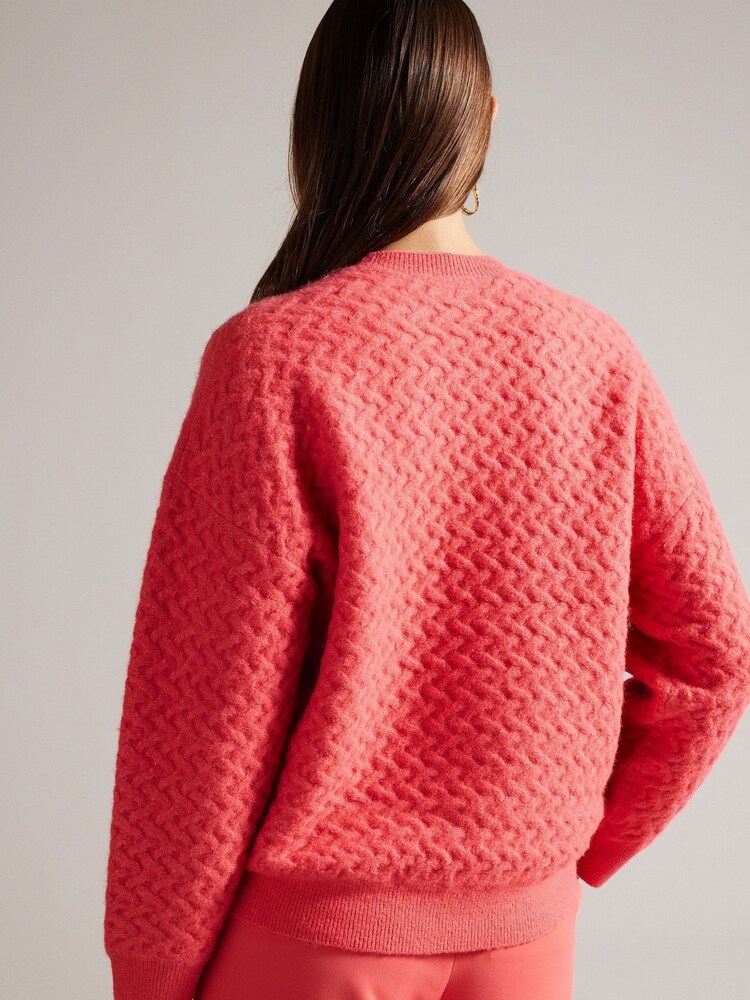 Ted Baker Pink Easy Fit Morlea Horizontal Cable Sweater - Image 2 of 6