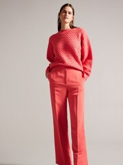Ted Baker Pink Easy Fit Morlea Horizontal Cable Sweater - Image 3 of 6