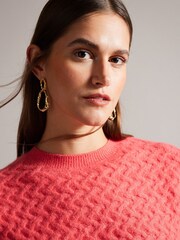 Ted Baker Pink Easy Fit Morlea Horizontal Cable Sweater - Image 4 of 6
