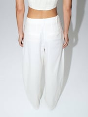 Mango White Pleat Detail Balloon Trousers - Image 2 of 6