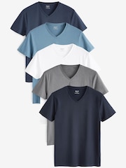 Blue V-Neck T-Shirts 5 Pack - Image 1 of 15