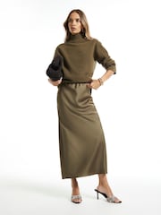 River Island Green Satin Maxi Skirt - Image 1 of 4
