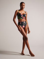 Ted Baker Black Printed Lusiye Longline Bikini Top - Image 3 of 6