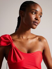 Ted Baker Red Liennaa One Shoulder Bow Bikini Top - Image 1 of 6
