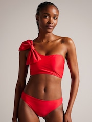 Ted Baker Red Liennaa One Shoulder Bow Bikini Top - Image 3 of 6