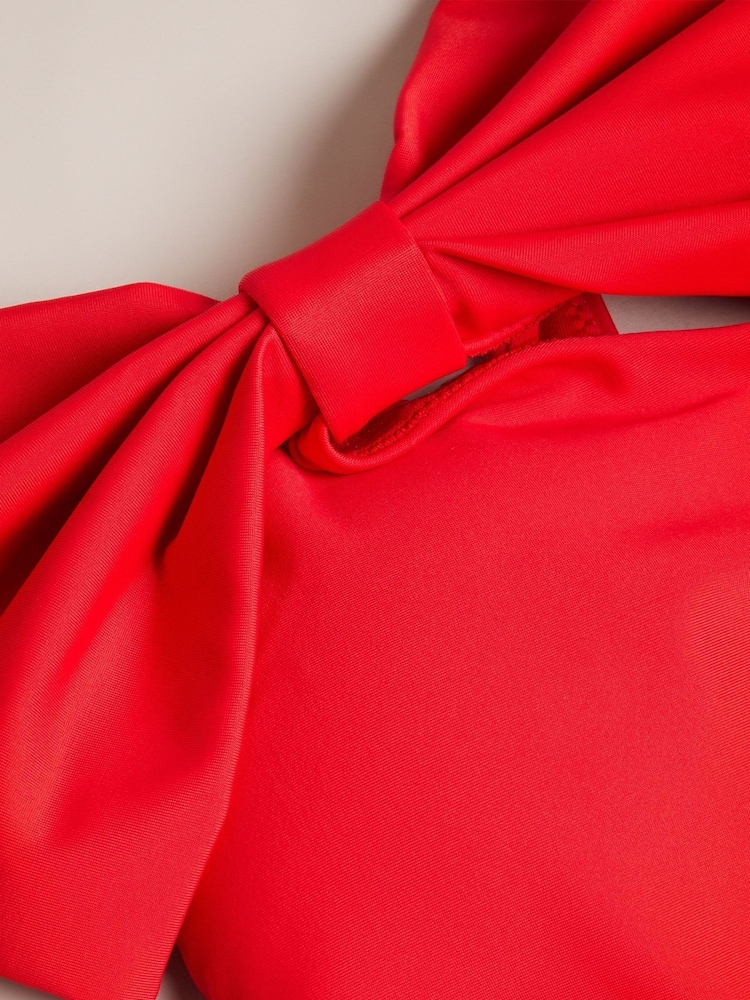 Ted Baker Red Liennaa One Shoulder Bow Bikini Top - Image 6 of 6