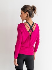 Pour Moi Pink Cross Back Jersey Yoga Top - Image 2 of 4
