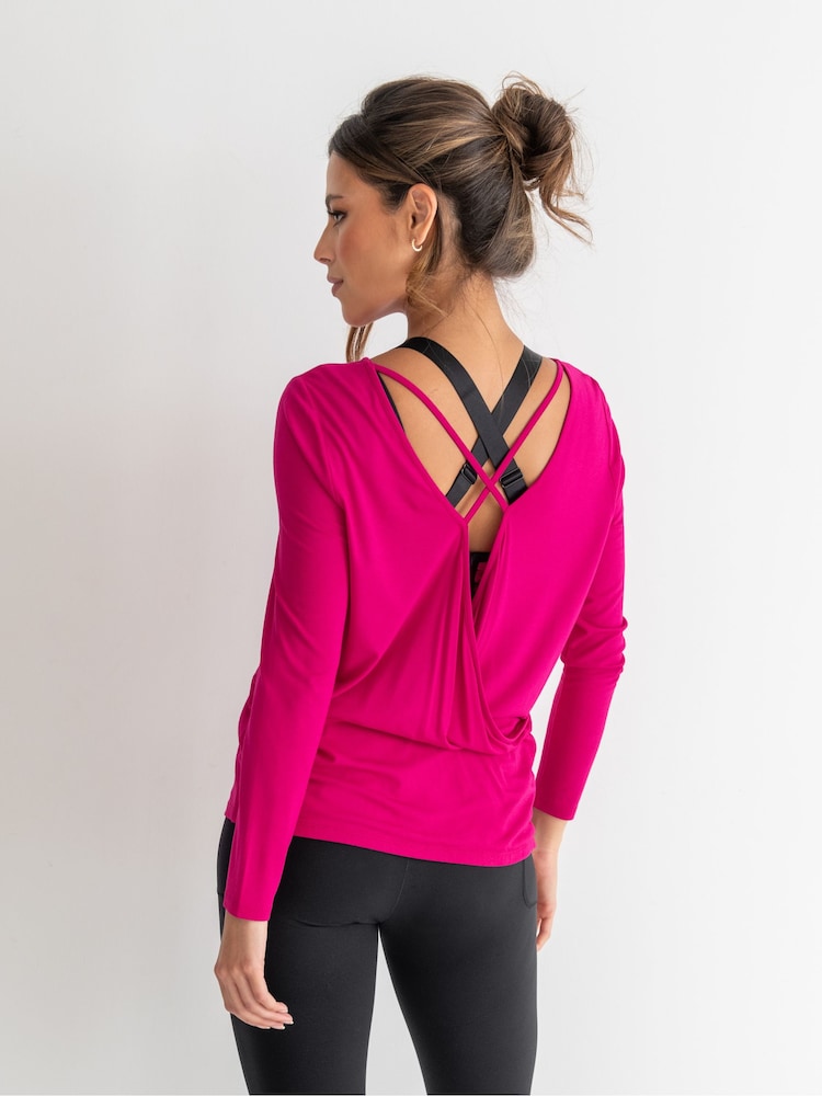 Pour Moi Pink Cross Back Jersey Yoga Top - Image 2 of 4