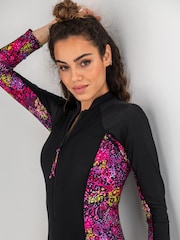 Pour Moi Black & Pink Energy Long Sleeved Swimsuit - Image 4 of 7