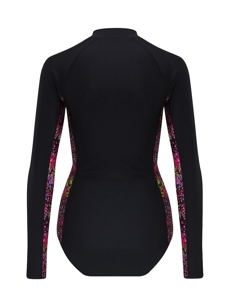 Pour Moi Black & Pink Energy Long Sleeved Swimsuit - Image 7 of 7