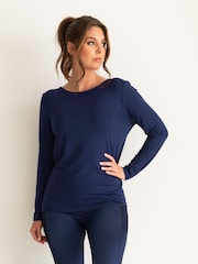 Pour Moi Blue Cross Back Jersey Yoga Top - Image 1 of 4