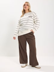 Yours Curve Brown Pull On Wide Leg Jeans - Image 3 of 4