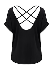 Pour Moi Black Energy Cross Short Sleeve Yoga T-Shirt - Image 4 of 4