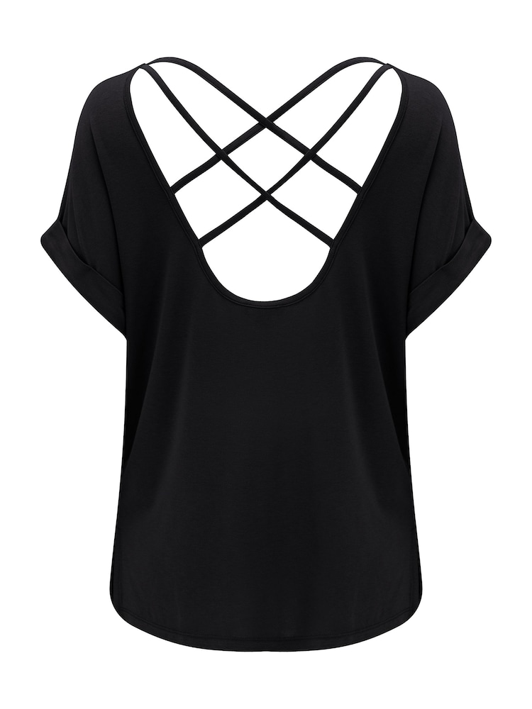 Pour Moi Black Energy Cross Short Sleeve Yoga T-Shirt - Image 4 of 4