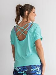 Pour Moi Blue Energy Cross Short Sleeve Yoga T-Shirt - Image 2 of 4