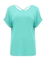 Pour Moi Blue Energy Cross Short Sleeve Yoga T-Shirt - Image 3 of 4