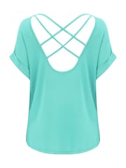 Pour Moi Blue Energy Cross Short Sleeve Yoga T-Shirt - Image 4 of 4