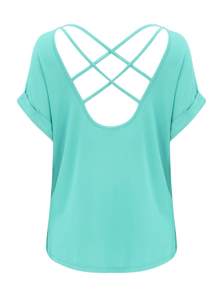 Pour Moi Blue Energy Cross Short Sleeve Yoga T-Shirt - Image 4 of 4