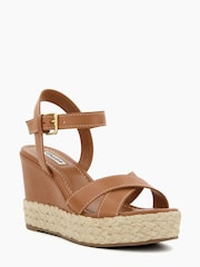 Dune London Animal Kind Cross Strap Covered Wedge Sandals - Image 2 of 5