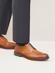 Tan Brown Leather Derby Brogues - Image 1 of 6