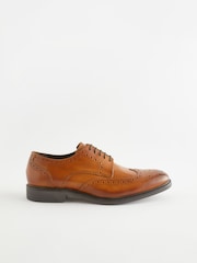 Tan Brown Leather Derby Brogues - Image 3 of 6
