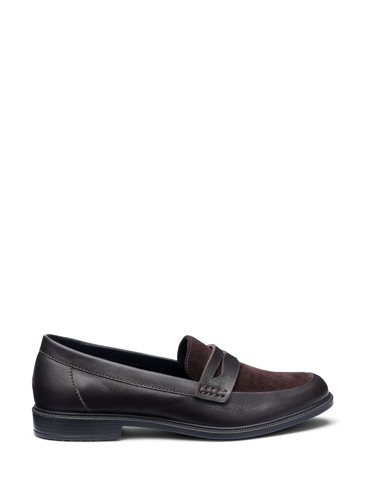Hotter Brown Standard Fit Wide Fit Dorset Slip on Loafers - Image 1 of 4