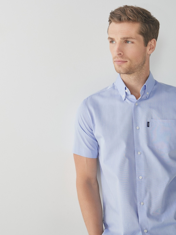 Pale Blue Easy Iron Button Down Short Sleeve Oxford Shirt - Image 2 of 5