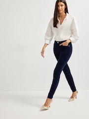 Navy Blue Velvet Skinny Jeans - Image 2 of 6