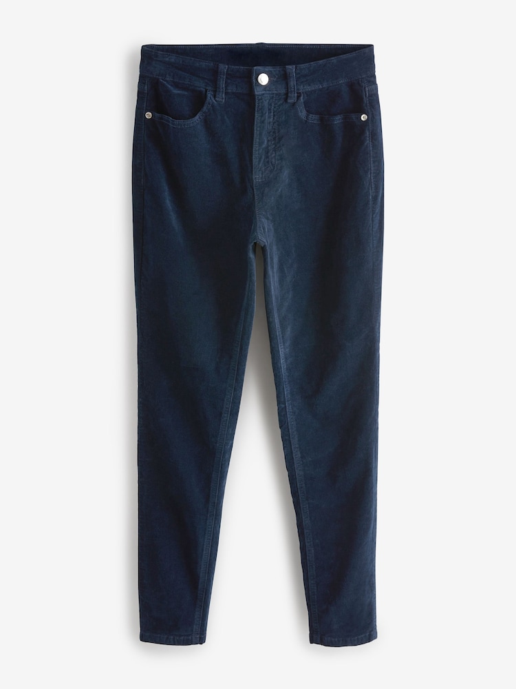 Navy Blue Velvet Skinny Jeans - Image 5 of 6