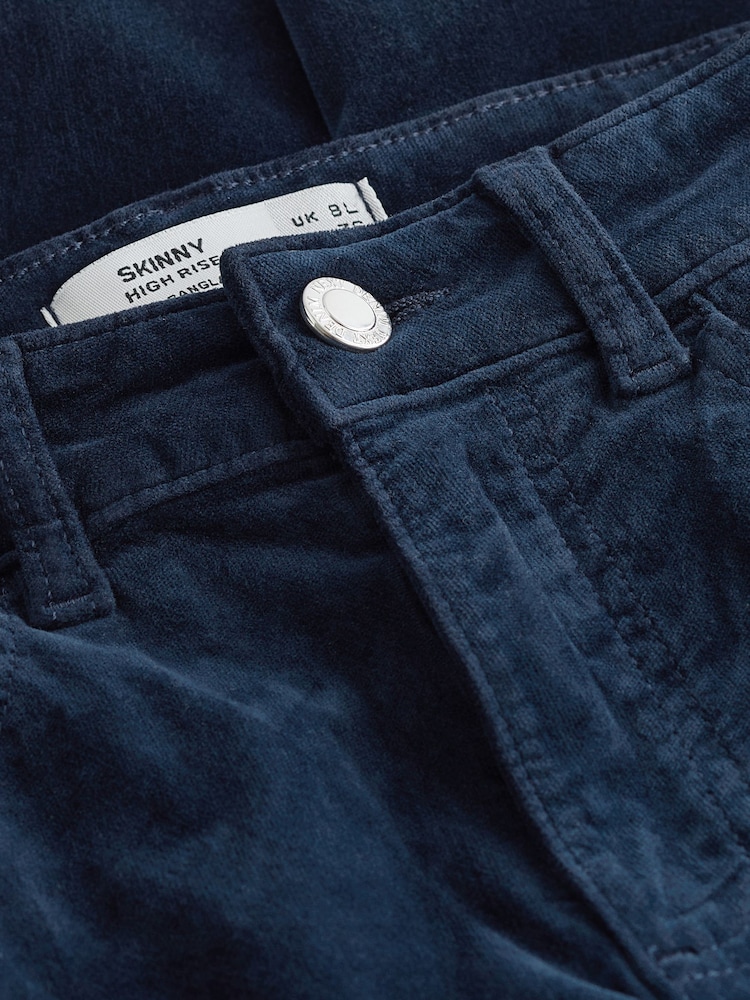 Navy Blue Velvet Skinny Jeans - Image 6 of 6