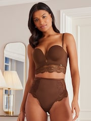 Lipsy Chocolate Brown Thong Tummy Control Shaping Knickers - Image 3 of 5