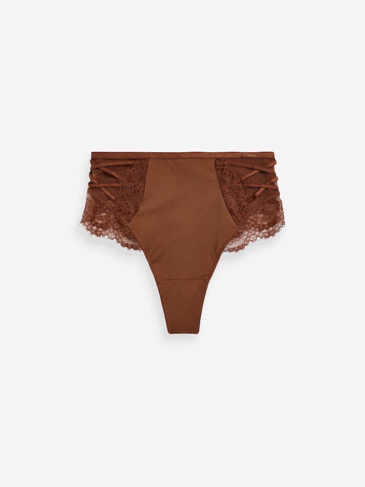 Lipsy Chocolate Brown Thong Tummy Control Shaping Knickers - Image 5 of 5