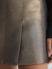 Reiss Gold Louisa Metallic Mini Skirt - Image 4 of 6