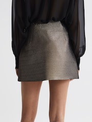 Reiss Gold Louisa Metallic Mini Skirt - Image 5 of 6