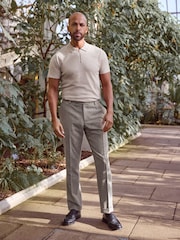 Neutral Knitted Regular Fit Zip Polo Shirt - Image 6 of 6